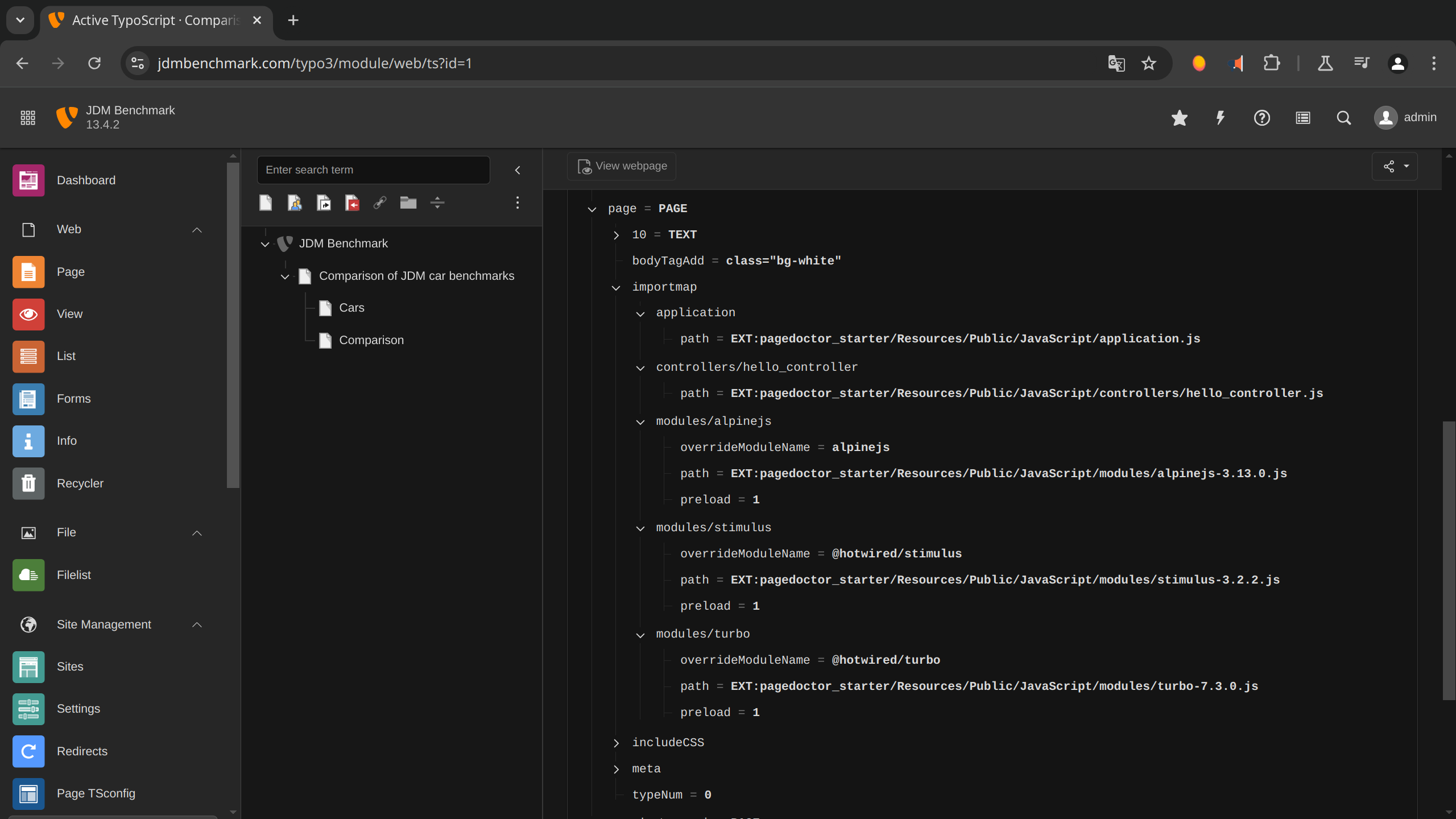 TYPO3 backend